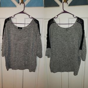 Iz Byer Dolman Sleeve Top with Shoulder Lace Detail